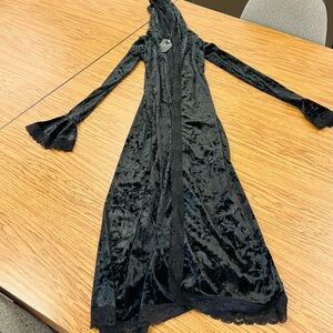 Dolls Kill Elegant Black Velvet Robe